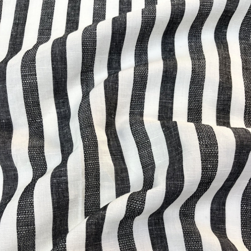 55% Linen 45% Cotton Yarn-Dyed Stripe Woven Fabric – Five Point Fabric Co.,