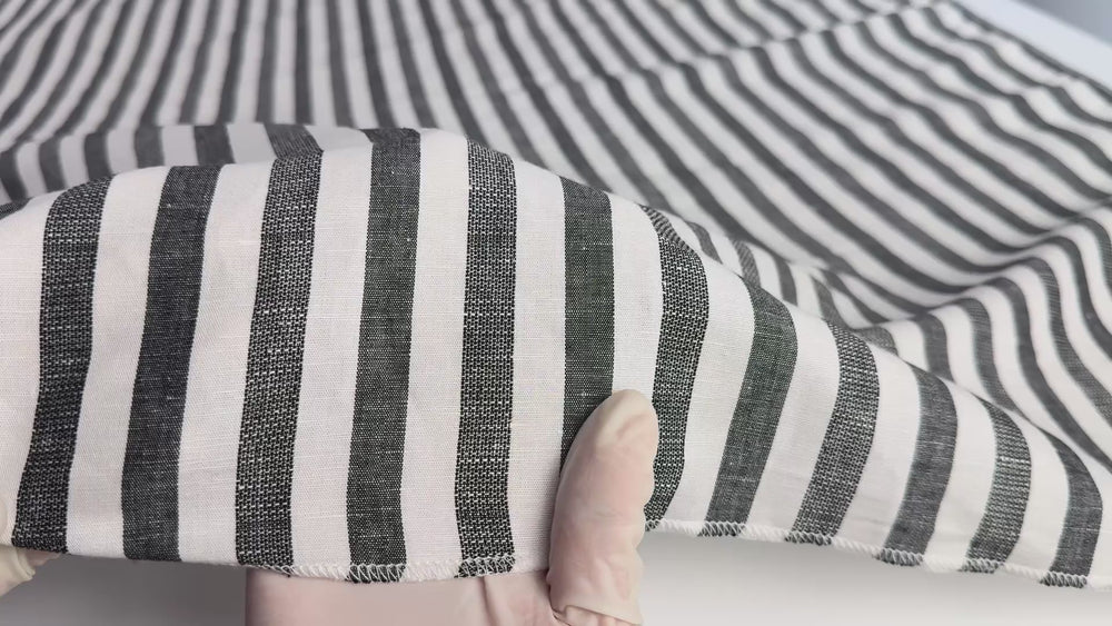 55% Linen 45% Cotton Yarn-Dyed Stripe Woven Fabric – Five Point Fabric Co.,
